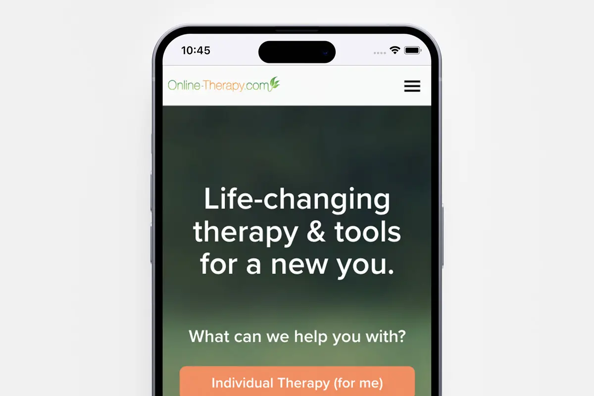 smartphone with online-therapy.com app