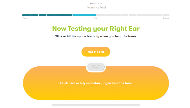 Audicus online hearing test interface
