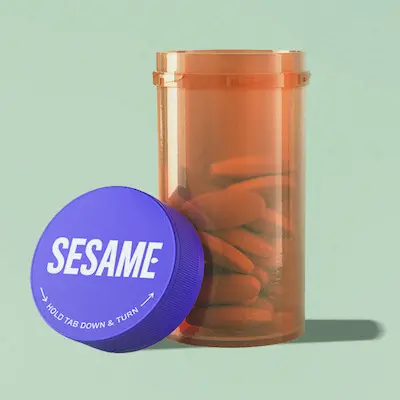 Bottle of generic viagra sildenafil from Sesame